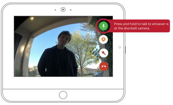 IQ5 Hub Live Answer full-screen doorbell camera video view