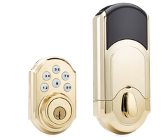 Kwikset 910 - Z-Wave Push Button Deadbolt Lock (Polished Brass)