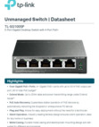 TP-Link TL-SG1005P - 5 Port 10/100 Mbps Switch with PoE+ - Data Sheet