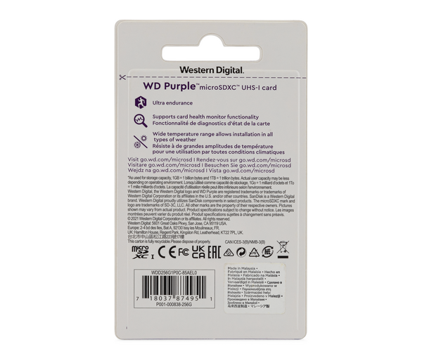 Alarm.com ADC-USD-XGB-WD - WD Purple MicroSD Card for Surveillance