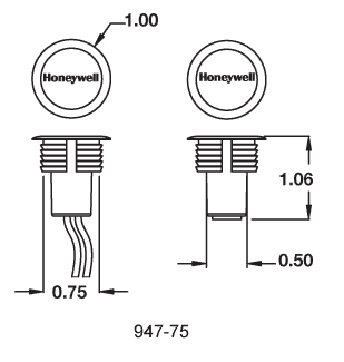 Honeywell 947-75T - 3/4” Diameter Steel Door Recessed Contact with