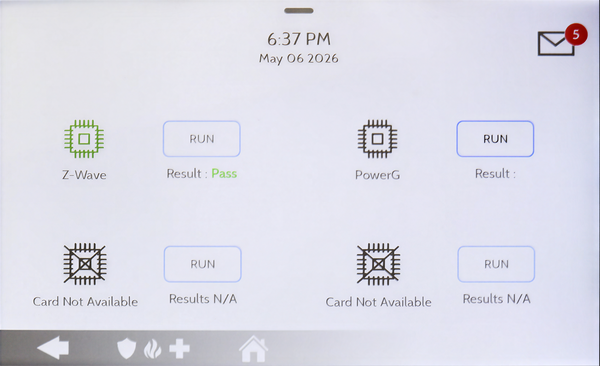 IQ5 Hub Daughter Cards Test running, with Z-Wave passed and PowerG still testing